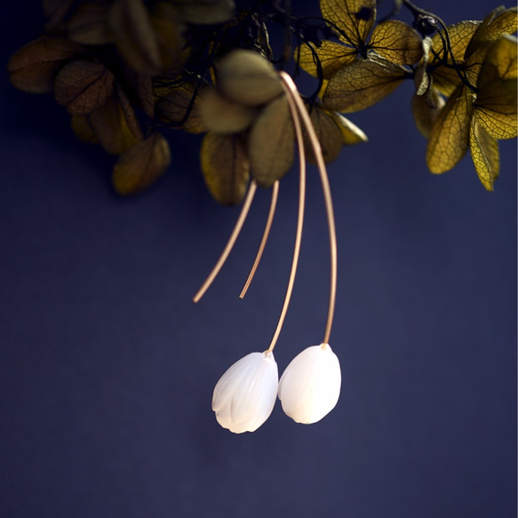 14KGF Pierced earring with White shell. 第1張的照片