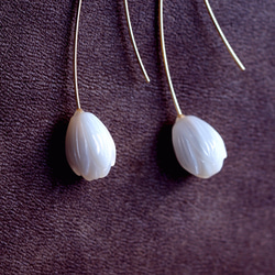 14KGF Pierced earring with White shell. 第2張的照片