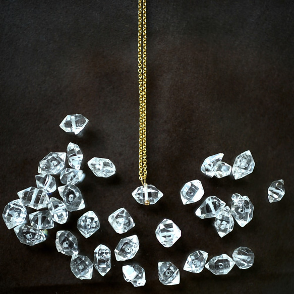 大粒ハーキマーダイヤモンドの一粒ネックレス　～Albina 3枚目の画像