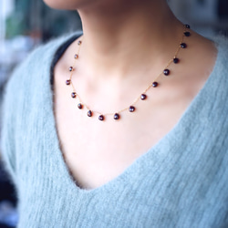 14KGF 44cm Neckrace with Garnet. 第3張的照片