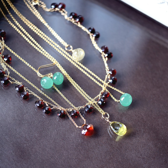 14KGF 44cm Neckrace with Garnet. 第6張的照片