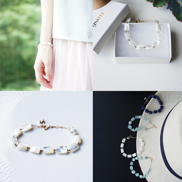 14KGF 17・5cm(±5ｍｍ) bracelet  with white shell 第4張的照片