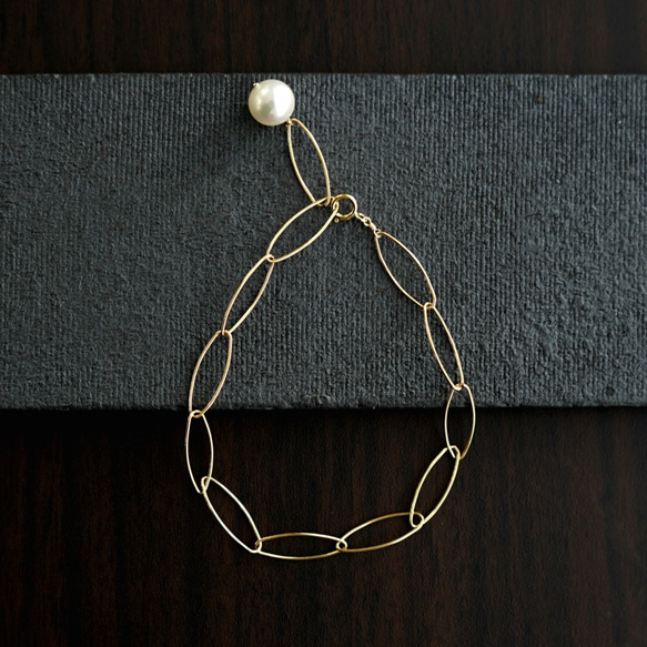 14KGF 20cm Freesize Bracelet with Pearl. 第1張的照片