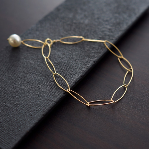 14KGF 20cm Freesize Bracelet with Pearl. 第3張的照片