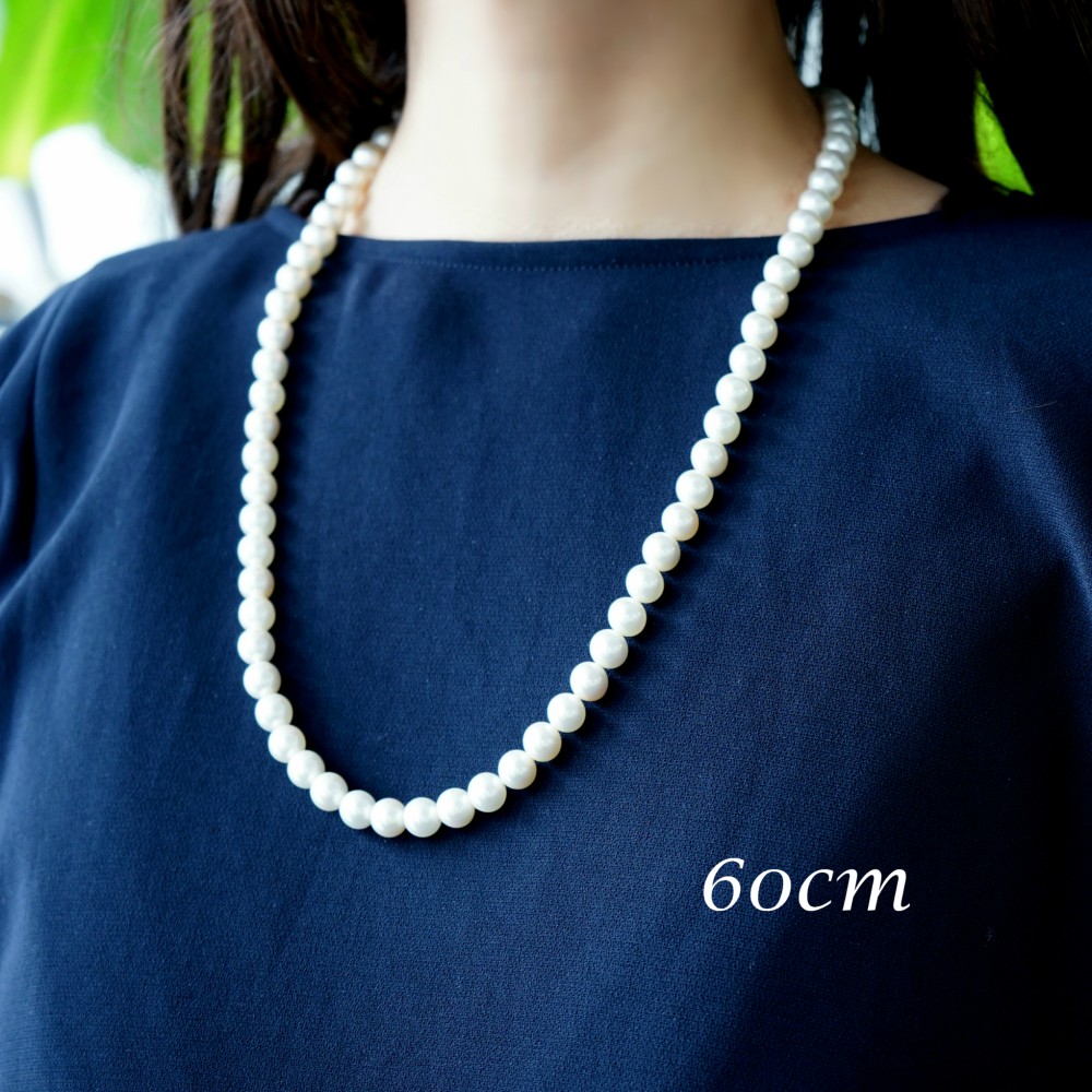 貝パール8mm・60cm一連ネックレス　～Marion