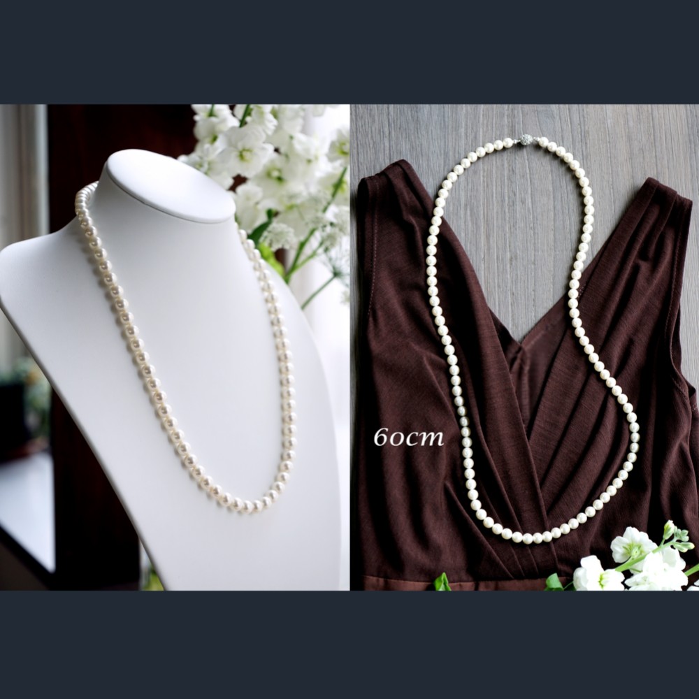 貝パール8mm・60cm一連ネックレス　～Marion