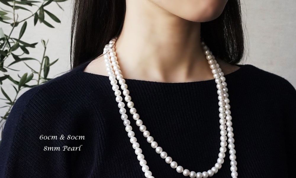 貝パール8mm・60cm一連ネックレス　～Marion