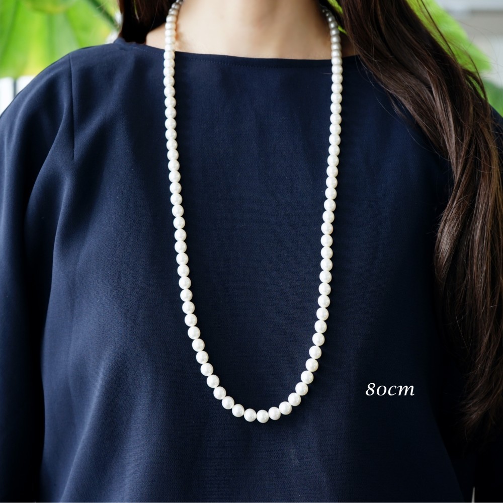 貝パール8mm・80cm一連ネックレス　～Josephine