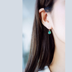 K18 Pierced earring with Green onix. 第3張的照片