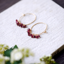 14KGF Pierced earring with Garnet. 第1張的照片