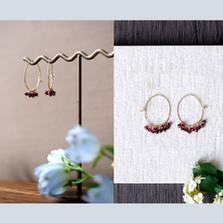 14KGF Pierced earring with Garnet. 第2張的照片