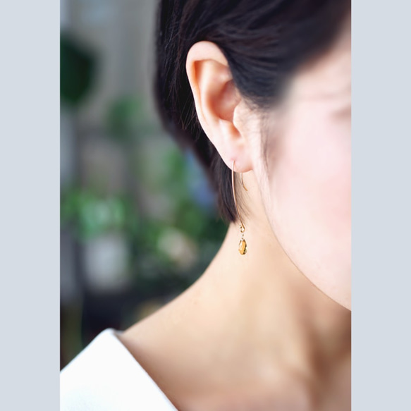 14KGF Pierced earring with Citrine. 第3張的照片