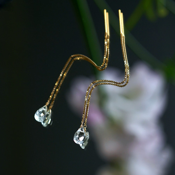 14KGF pierced earring with Green Amethyst. 第1張的照片