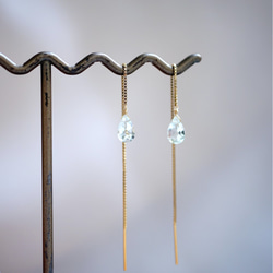 14KGF pierced earring with Green Amethyst. 第3張的照片