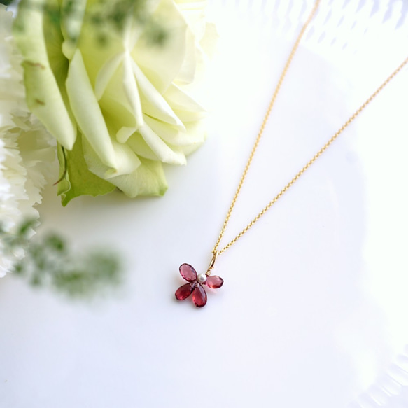 14KGF 40cm Neckrace with Rhodolite Garnet. 第4張的照片