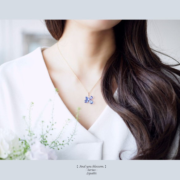 14KGF 花朵形藍晶石項鍊 40cm　～Bernadetta 第1張的照片