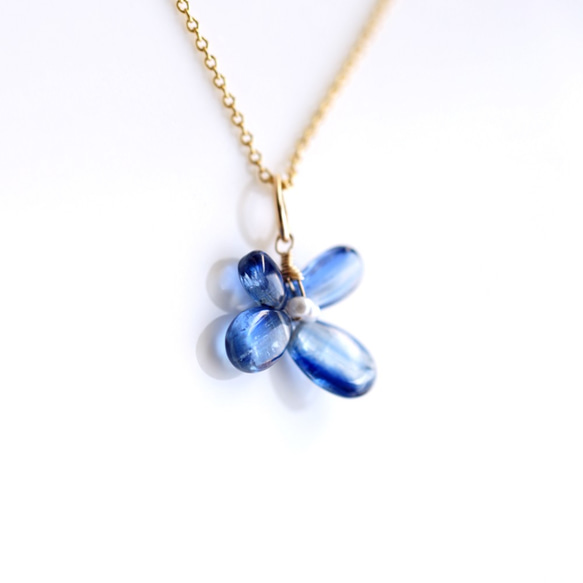 14KGF 花朵形藍晶石項鍊 40cm　～Bernadetta 第2張的照片