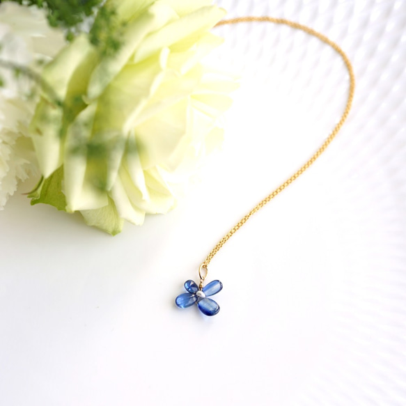 14KGF 花朵形藍晶石項鍊 40cm　～Bernadetta 第3張的照片