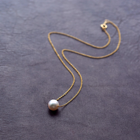 14KGF 40cm Necklace with clear water pearl. 第2張的照片