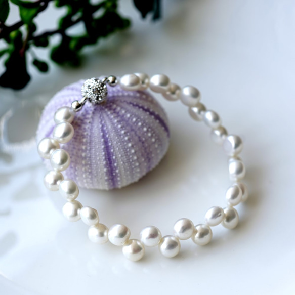 Bracelet with clear water pearl 18.5cm for 15~16.5cm Brace 第5張的照片