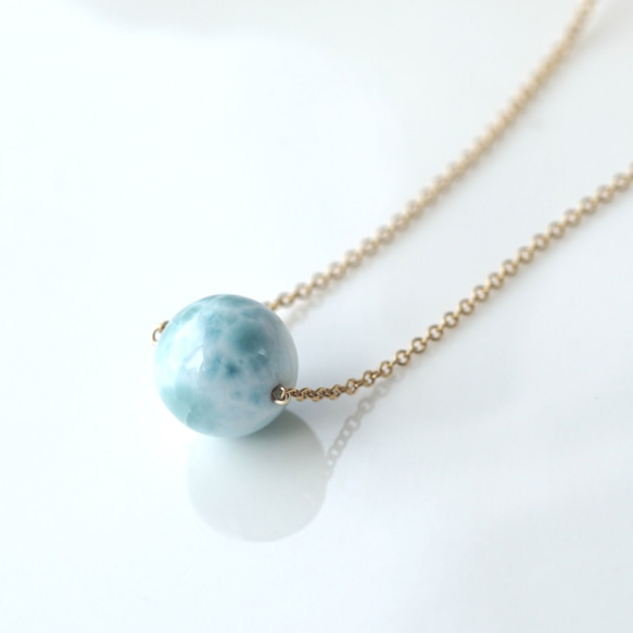 14KGF 40cm Neckrace with Larimar. 第1張的照片