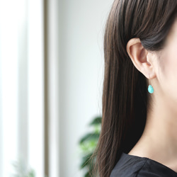 14KGF Pierced earrings with Amazonite 第4張的照片