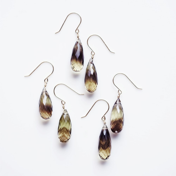 K18 Pierced earring with Lemon smokey quartz 第2張的照片