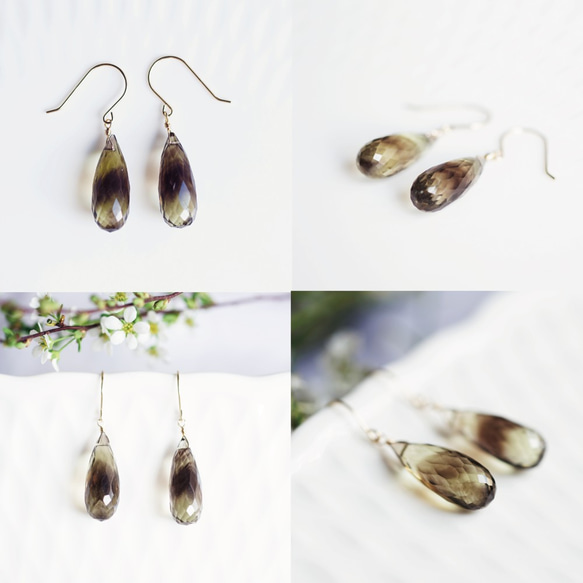 K18 Pierced earring with Lemon smokey quartz 第5張的照片