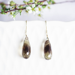 K18 Pierced earring with Lemon smokey quartz 第6張的照片