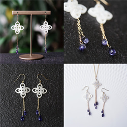 K18 pierced earring with Iolite and White shell. 第4張的照片