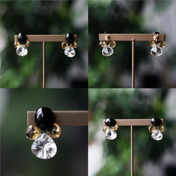 14KGF pierced earrings with cyrstal quartz,ctrine,spinel. 第2張的照片