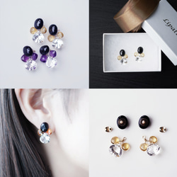 14KGF pierced earrings with cyrstal quartz,ctrine,spinel. 第4張的照片