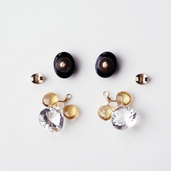 14KGF pierced earrings with cyrstal quartz,ctrine,spinel. 第7張的照片