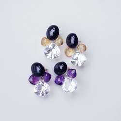 14KGF pierced earrings with cyrstal quartz,ctrine,spinel. 第10張的照片