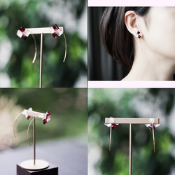 14KGF pierced earrings with Rose quartz and Garnet. 第4張的照片