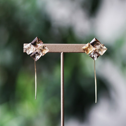 14KGF pierced earrings with Ctrine & Smokey quartz. 第2張的照片