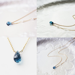 14KGF 50cm Neckrace with London blue Topaz. 第2張的照片