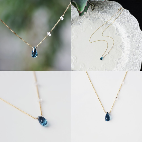 14KGF 50cm Neckrace with London blue Topaz. 第4張的照片