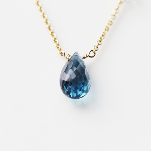 14KGF 50cm Neckrace with London blue Topaz. 第8張的照片