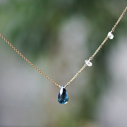 14KGF 50cm Neckrace with London blue Topaz. 第10張的照片