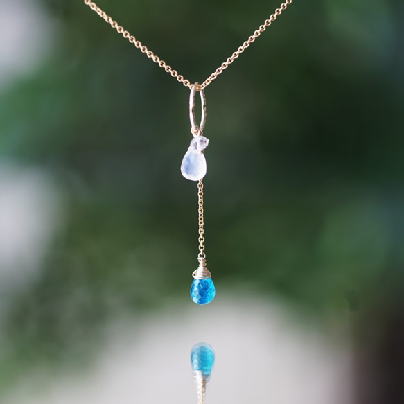 14KGF 40cm Neckrace with Neon Blue Apatite. 第1張的照片