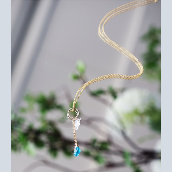 14KGF 40cm Neckrace with Neon Blue Apatite. 第2張的照片