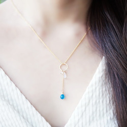 14KGF 40cm Neckrace with Neon Blue Apatite. 第3張的照片