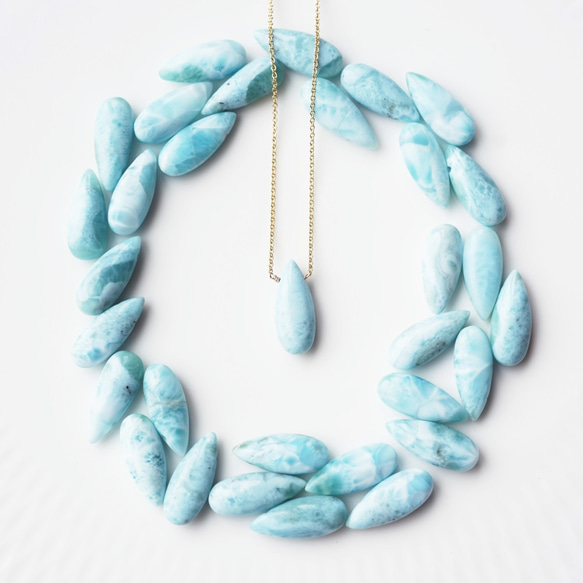 14KGF 50cm Necklace with Larimar. 第1張的照片