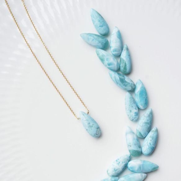 14KGF 50cm Necklace with Larimar. 第2張的照片