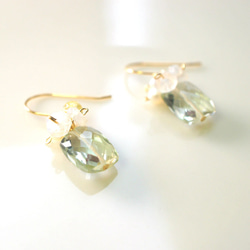 K18グリーンアメジストとシトリンのブーケピアス ピアス（フック