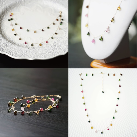 K10 50cm Necklace with multi color Tourmaline . 第3張的照片