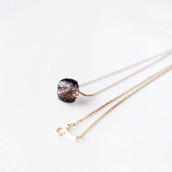 14KGF 40cm Necklace with smokey quartz. 第4張的照片