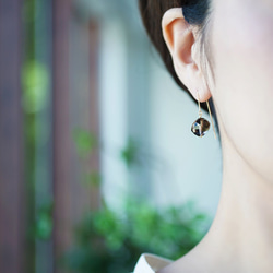 14KGF Pierced earring with smokey quartz. 第3張的照片