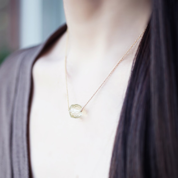 14KGF 40cm Necklace with lemon quartz. 第3張的照片